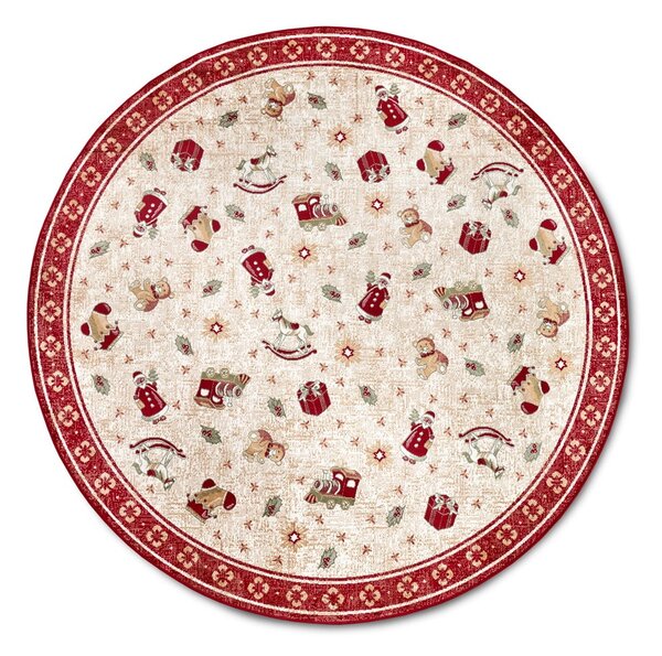Červený kulatý koberec s vánočním motivem s příměsí bavlny ø 160 cm Toy's Delight Red Christmas – Villeroy&Boch