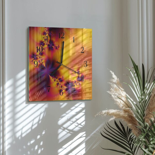 Skleněné hodiny na stěnu Květiny zskc-30x30-00170947