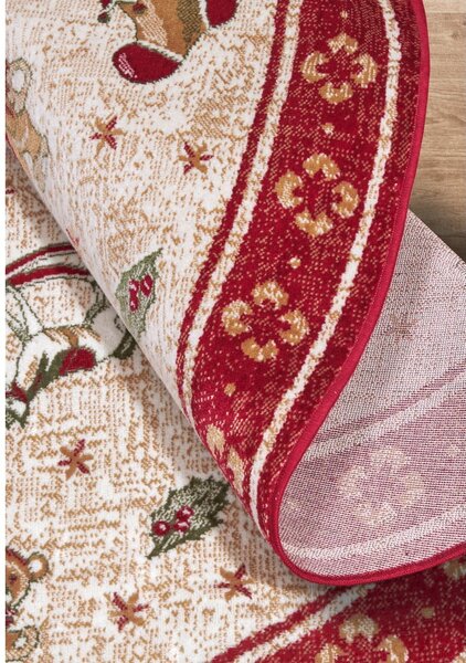 Červený kulatý koberec s vánočním motivem s příměsí bavlny ø 160 cm Toy's Delight Red Christmas – Villeroy&Boch
