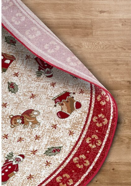 Červený kulatý koberec s vánočním motivem s příměsí bavlny ø 160 cm Toy's Delight Red Christmas – Villeroy&Boch
