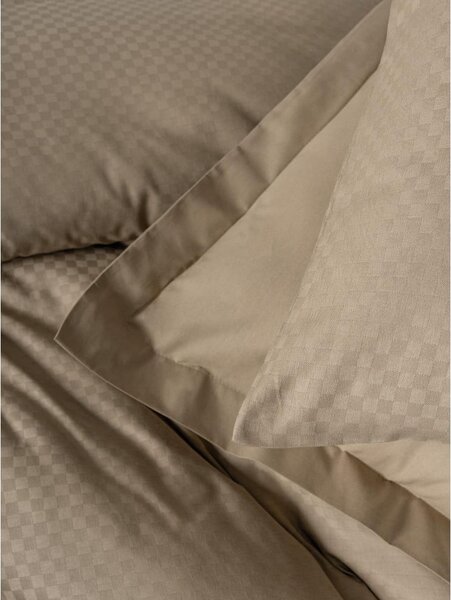 Hnědé povlečení na jednolůžko z bavlny Renforcé 140x200 cm Checkered – Mila Home Luxury