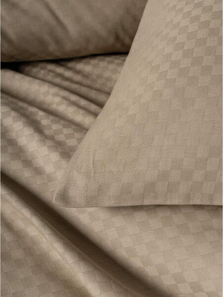 Hnědé povlečení na jednolůžko z bavlny Renforcé 140x200 cm Checkered – Mila Home Luxury