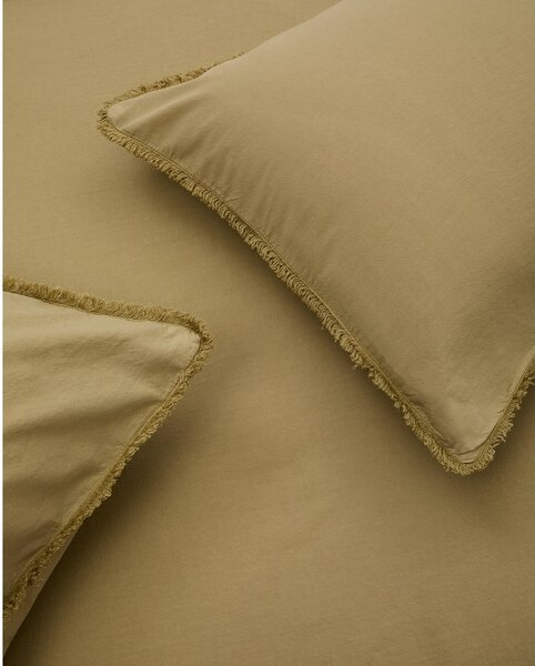Žluté/zelené povlečení na dvoulůžko/prodloužené z bavlněného perkálu 260x240 cm Sifinia – Kave Home