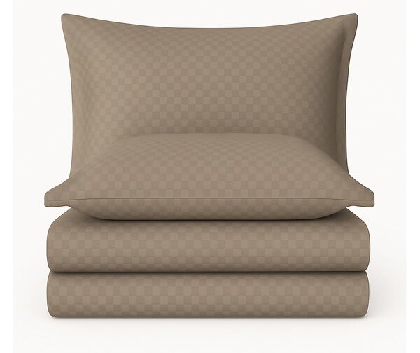 Hnědé povlečení na jednolůžko z bavlny Renforcé 140x200 cm Checkered – Mila Home Luxury