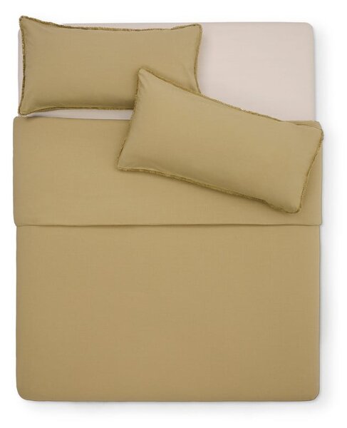 Žluté/zelené povlečení na dvoulůžko/prodloužené z bavlněného perkálu 260x240 cm Sifinia – Kave Home