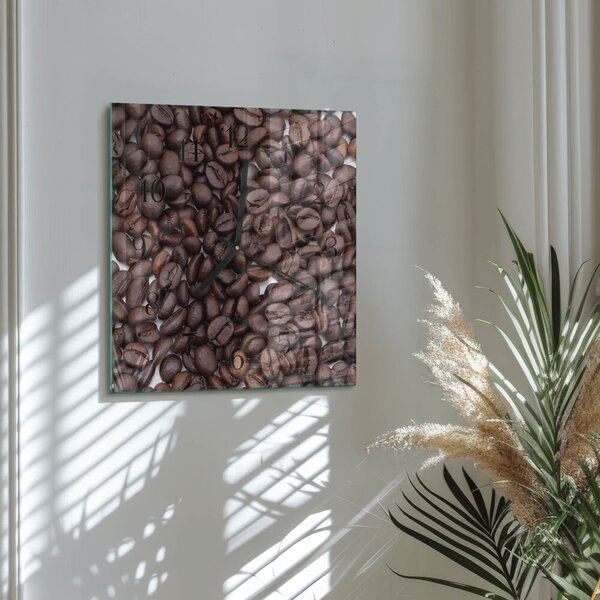 Skleněné hodiny na stěnu Kávová zrna zskc-30x30-00170956