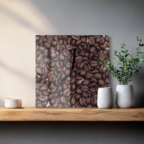 Skleněné hodiny na stěnu Kávová zrna zskc-30x30-00170956