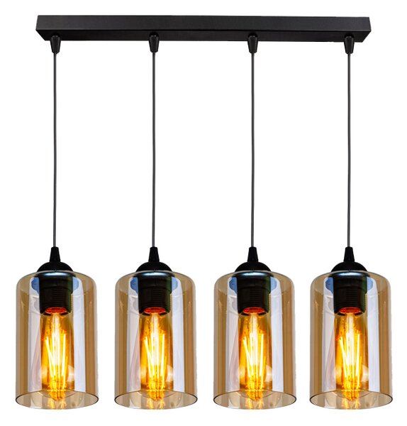 Candellux Černo-hnědý závěsný lustr Bistro pro žárovku 4x E27 34-00552