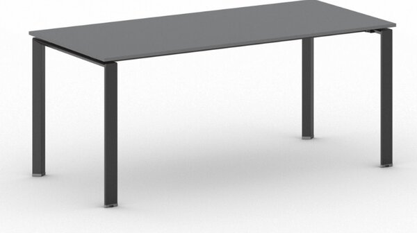 Jednací kancelářský stůl PRIMO INFINITY, 180x90 cm, černá podnož, grafit