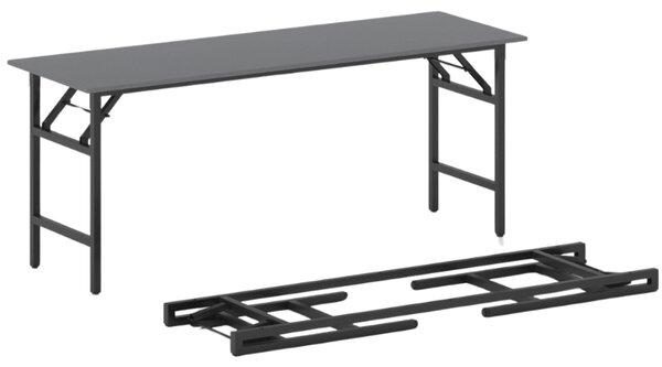 Konferenční stůl FAST READY, 170x50 cm, černá podnož, grafit
