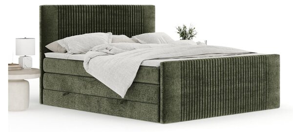 Tmavě zelená boxspring postel s úložným prostorem 200x200 cm Bergamo – Maison de Rêve