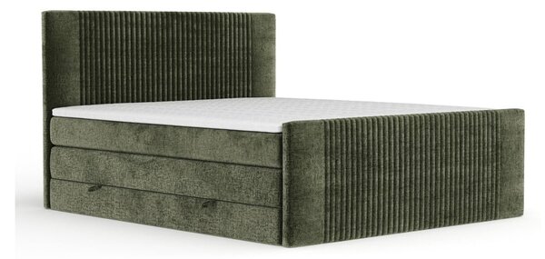 Tmavě zelená boxspring postel s úložným prostorem 200x200 cm Bergamo – Maison de Rêve