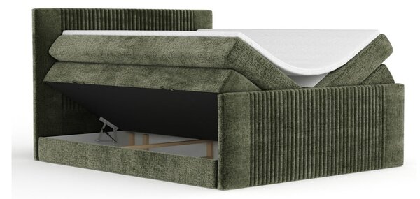Tmavě zelená boxspring postel s úložným prostorem 200x200 cm Bergamo – Maison de Rêve