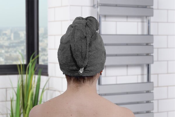 Rychleschnoucí turban na vlasy RENA tmavě šedý
