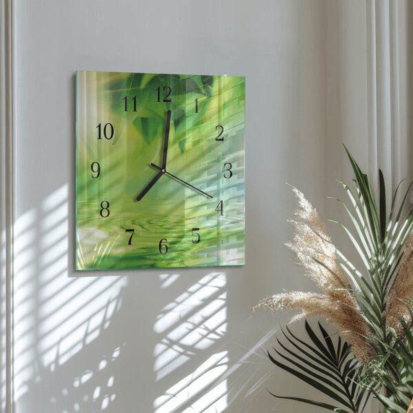 Skleněné hodiny na stěnu Listy zskc-30x30-00170975