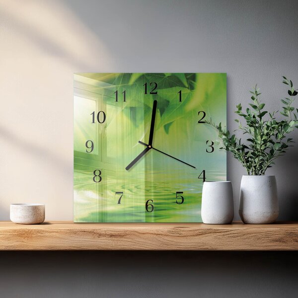 Skleněné hodiny na stěnu Listy zskc-30x30-00170975