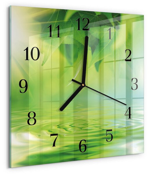 Skleněné hodiny na stěnu Listy zskc-30x30-00170975