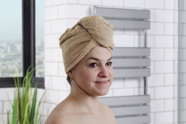 Rychleschnoucí turban na vlasy RENA béžový