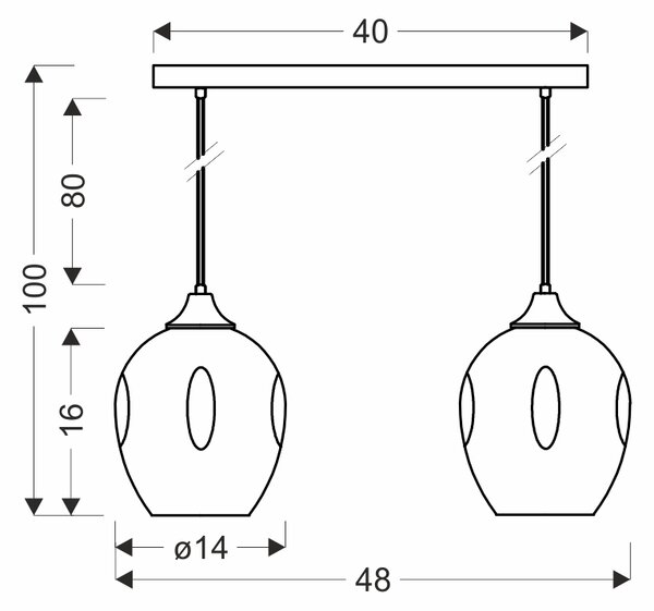 Candellux Černo-hnědý závěsný lustr Aspa pro žárovku 2x E27 32-00590