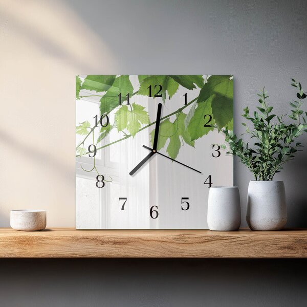 Skleněné hodiny na stěnu Listy zskc-30x30-00170993