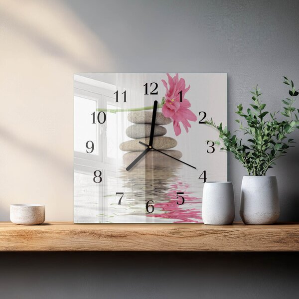 Skleněné hodiny na stěnu Kameny zskc-30x30-00170990