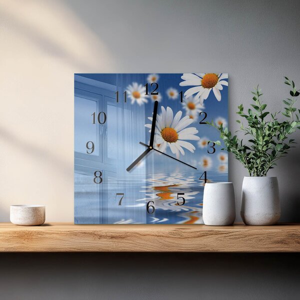Skleněné hodiny na stěnu Květ zskc-30x30-00171035