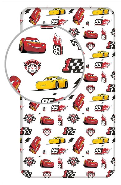 Napínací bavlněné dětské prostěradlo 90x200 cm Cars "McQueen" – Jerry Fabrics