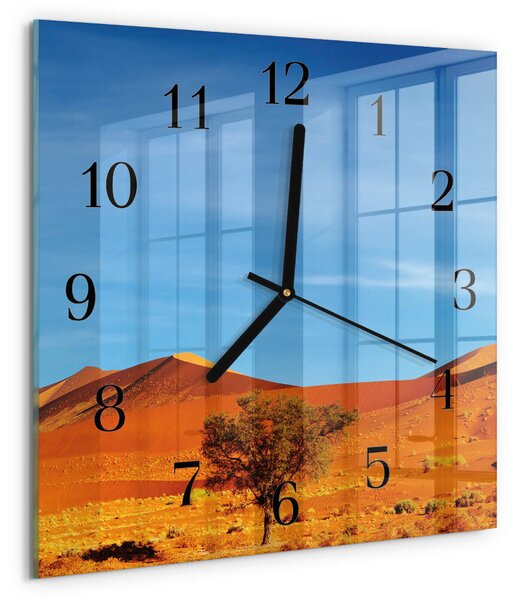 Skleněné hodiny na stěnu Poušť zskc-30x30-00171063