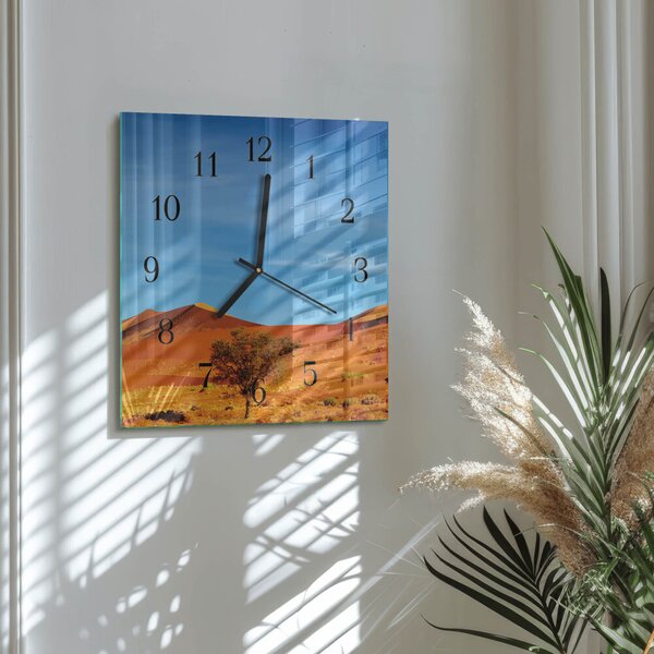 Skleněné hodiny na stěnu Poušť zskc-30x30-00171063