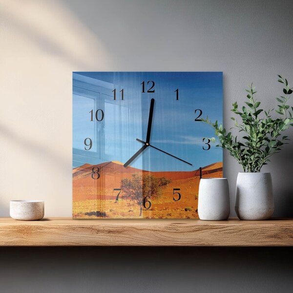 Skleněné hodiny na stěnu Poušť zskc-30x30-00171063
