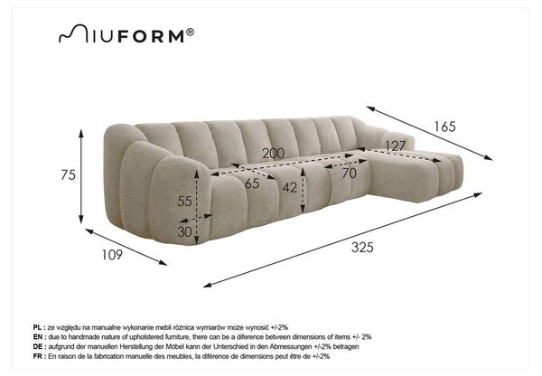 Béžová rohová pohovka (pravý roh/s lenoškou) Shell – Miuform