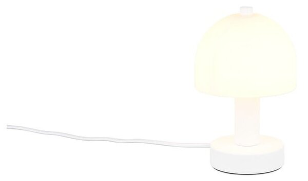 Bílá stolní lampa se skleněným stínidlem (výška 19 cm) Glenn – Reality