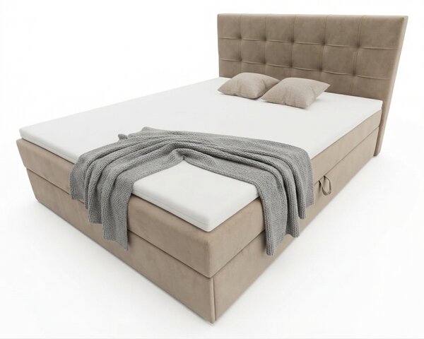 Čalouněná postel boxspring DIRELIS TRINITY 140x200 cm béžová Matrace: Matrace Bonell pružinová