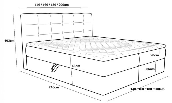 Čalouněná postel boxspring FORENA 160x200 cm starorůžová Matrace: Matrace Bonell pružinová
