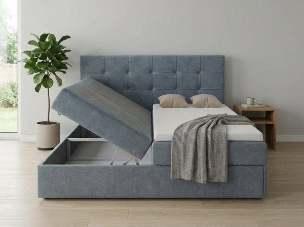 Čalouněná postel boxspring DIRELIS TRINITY 140x200 cm šedá Matrace: Matrace Bonell pružinová