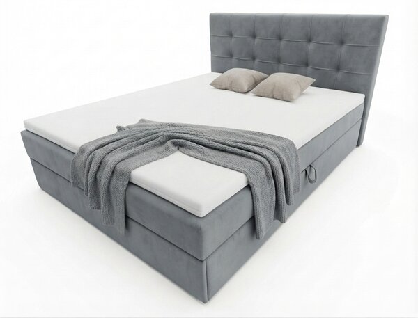 Čalouněná postel boxspring DIRELIS TRINITY 140x200 cm šedá Matrace: Matrace Bonell pružinová