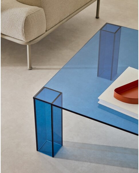 Modrý skleněný konferenční stolek 60x140 cm Adularia – Kave Home