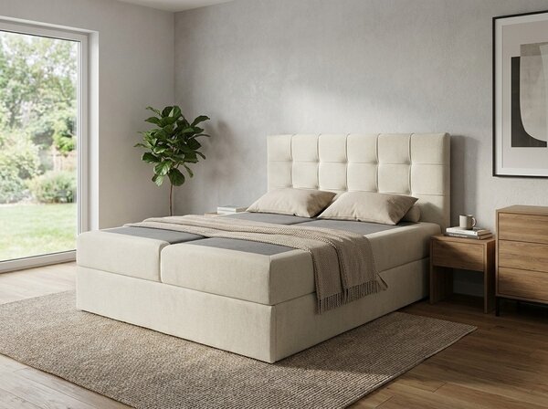 Čalouněná postel boxspring DIRELIS VIBE 140x200 cm krémová Matrace: Matrace Bonell pružinová