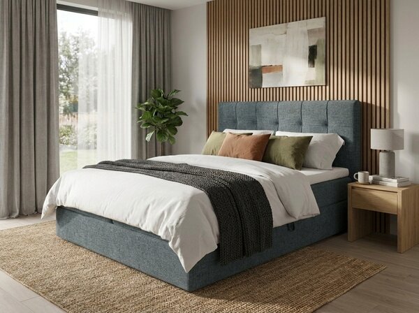 Čalouněná postel boxspring DIRELIS VIBE 140x200 cm tmavě šedá Matrace: Matrace Bonell pružinová