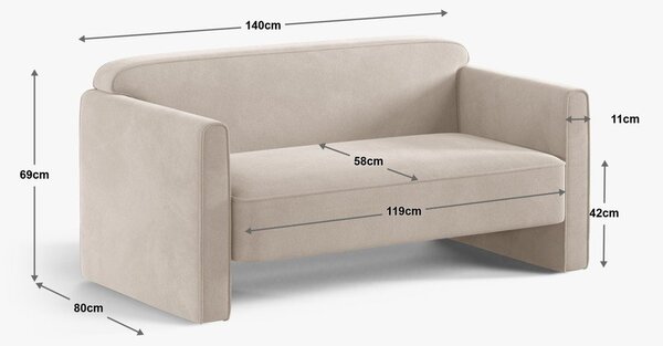Sametová pohovka v terakotové barvě 140 cm Abby – Micadoni
