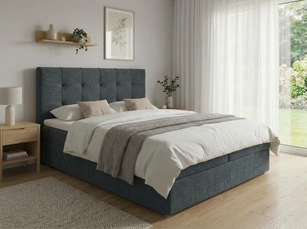 Čalouněná postel boxspring DIRELIS VIBE 140x200 cm tmavě šedá Matrace: Matrace Bonell pružinová
