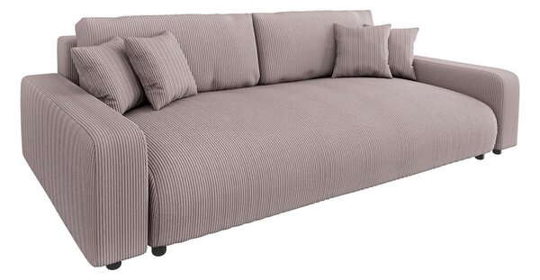 Světle růžová manšestrová rozkládací/s úložným prostorem pohovka 234 cm Sara – Ropez