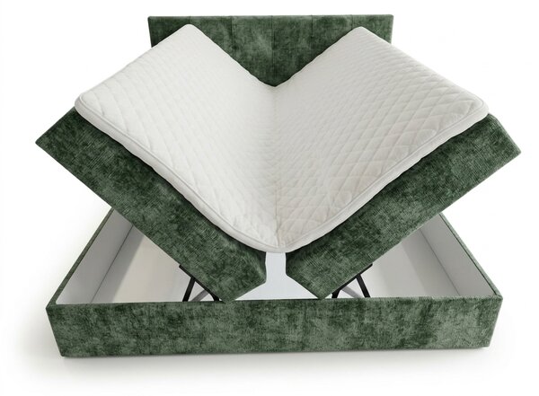 Čalouněná postel boxspring DIRELIS VIBE 160x200 cm tmavě zelená Matrace: Matrace Bonell pružinová