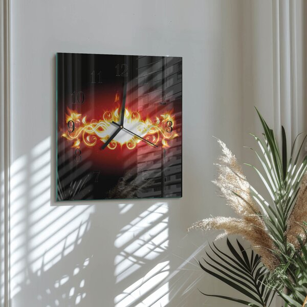 Skleněné hodiny na stěnu Ohnivý květ zskc-30x30-00171129