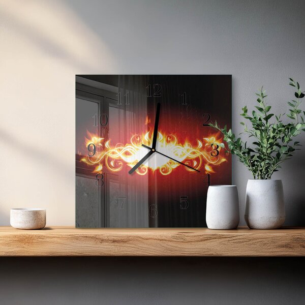 Skleněné hodiny na stěnu Ohnivý květ zskc-30x30-00171129