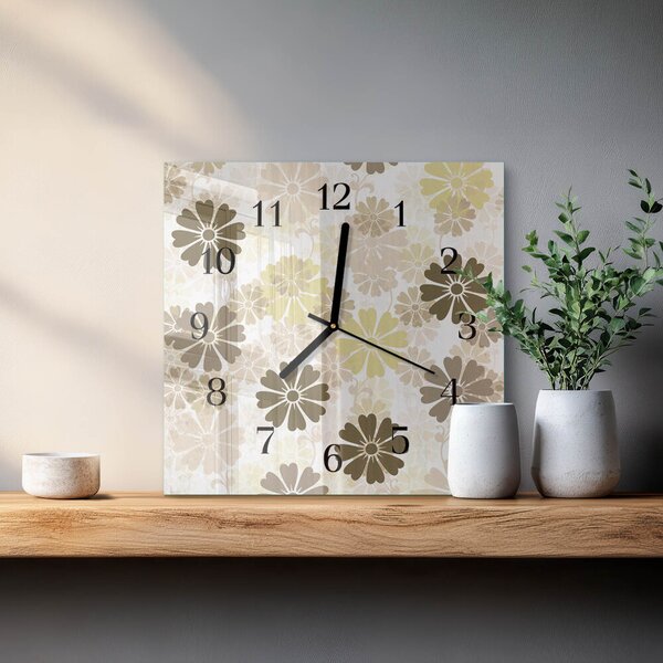 Skleněné hodiny na stěnu Květinové umění zskc-30x30-00171152