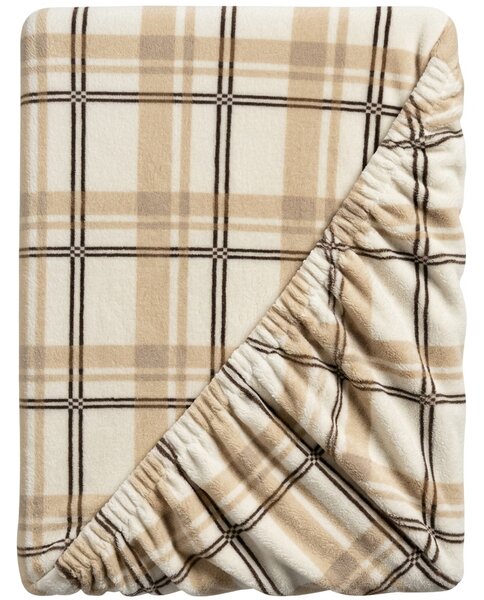 Prostěradlo mikroplyš PLAID 90x200 cm krémové