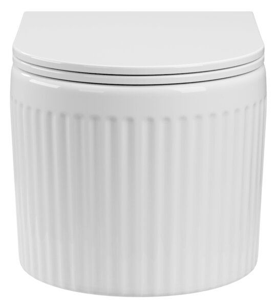 Invena Glamour, závěsná WC mísa se Swirlflush 495x365x363 mm + toaletní sedátko s pomalým zavíráním, bílá, INV-CE-92-001-L