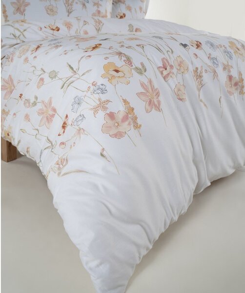 Bílé povlečení na jednolůžko z bavlněného saténu 140x200 cm Ivory Garden Floral – Mila Home Luxury