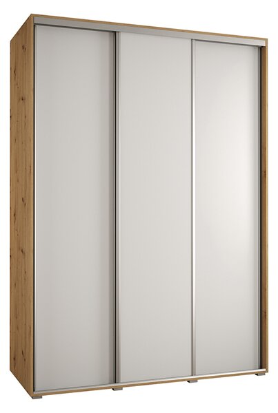 Šatní skříň s posuvnými dveřmi DAVOS 170cm | DUB Artisan / bílá / stříbrné